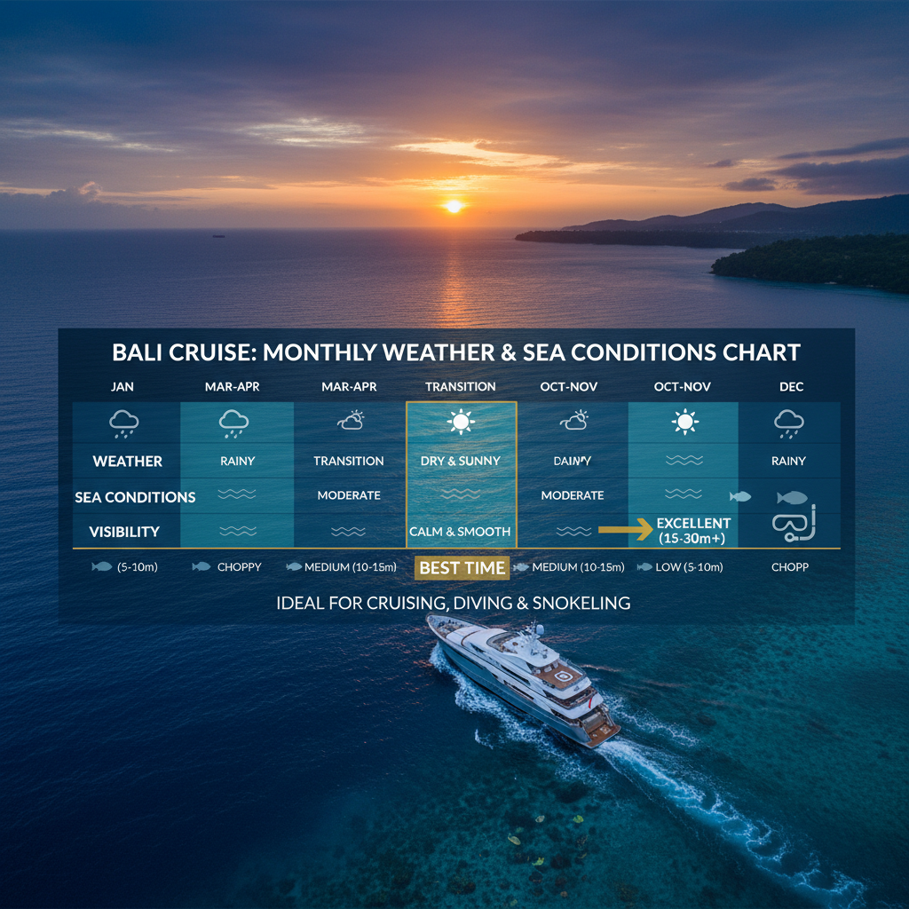 Bali sunset cocktail cruise yacht offshore from Tanah Lot temple at golden hour with chef plated dinner